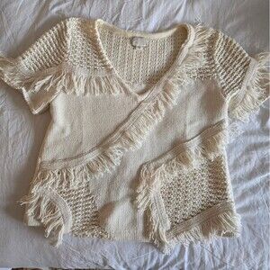 Fringed Cream Sweater